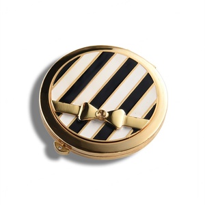 Round Cute Mini Decorative Soft Enamel Solid Bowknot Gold Metal <b>Compact</b> Makeup <b>Mirrors</b> - Product Image 1