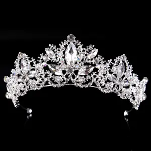 White Silver Luxury Wedding Bridal Shower Hair Accessories Rhinestone Crystal Princess Tiaras Bride Crown Wedding Decoration