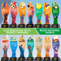 Nouveau design 2026 : Trophée et médaille sportifs en or et cristal, récompense pour les compétitions de badminton, football, tennis de table, basketball et tennis