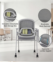 Chaise d'étudiant exécutive moderne pour salle de classe et salle de conférence avec tablette d'écriture, durable, pliable, empilable et avec rangement