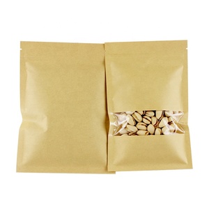 Nhiệt Niêm Phong Phẳng Thực Phẩm Lưu Trữ Bao Bì Túi Với Cửa Sổ Rõ Ràng Ba Side Seal Brown Kraft <span class=keywords><strong>Paper</strong></span> Reclosable Zip Lock - Product Image 4