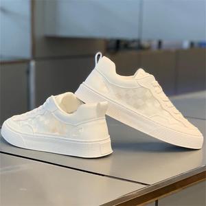 Chaussures pour hommes - 2025 Nouvelle tendance, baskets à lacets en cuir véritable respirantes à rayures multicolores, hiver/printemps/été/automne - Product Image 4
