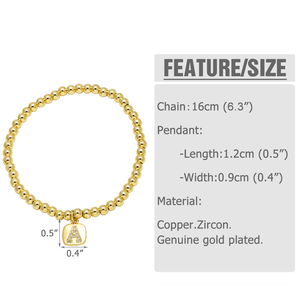 Pulseras personalizadas con iniciales de circonita cúbica de Latón chapado en oro de 14 quilates, pulseras elásticas con abalorios de letras personalizadas para mujeres y hombres - Product Image 6