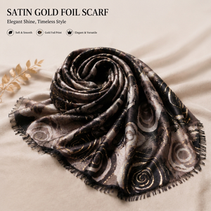 Bufanda de Invierno para Mujer, Personalizada, de Poliéster con Acabado Satinado de Lujo, 180x90cm, Patrón de Lámina Dorada, Diseño Personalizado - Product Image 1