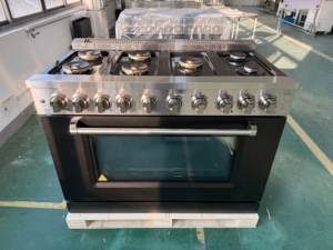 48 pouces. 7,84 Cu. Cuisinière à gaz 7 brûleurs avec four à convection, plaque de cuisson en acier inoxydable, dispositif de sécurité gaz, porte noire mate, usage domestique - Product Image 2