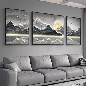 Arte Murale di Lusso per Soggiorno, Triptico di Montagne in 3 Pezzi con Significato Portafortuna, Paesaggio Premium per Sfondo Divano - Product Image 3