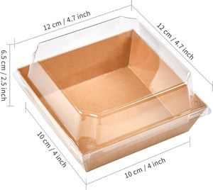Brown Paper Charcuterie Boxes With Clear Lid for Bakery Cookies Sandwich <b>Cakes</b> Slice Boxes - Product Image 5