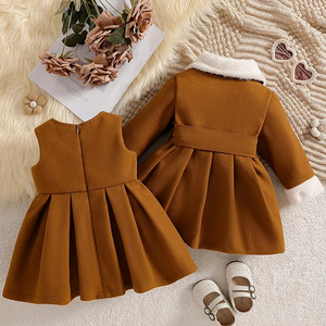Abbigliamento per Bambini OEM ODM Etichetta Privata, Completo Autunno Inverno in Poliestere per Bambine, Giacca e Gonna con Fiocco, Vestito da Festa - Product Image 2