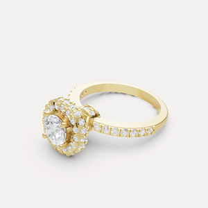 Bague de fiançailles en or 9 carats avec halo dissimulé de diamants de laboratoire, taille ronde, qualité VVS-VS, bijoux de mariage en gros à vendre - Product Image 5