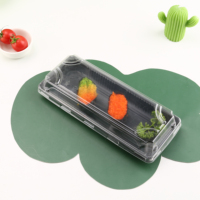 Barquettes rectangulaires noires de qualité alimentaire pour le transport de pain et de sushis, en PET recyclé, jetables et transparentes
