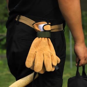 Gants d'extérieur résistants à la chaleur, en cuir kaki, ignifuges, fermeture auto-agrippante, unisexes, isolés pour barbecue, soudage, cuisine - Product Image 1