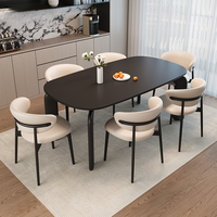 Mesa de Comedor, Estilo Minimalista Italiano, con Losa de Roca, Personalizable, Rectangular, de Lujo Discreto, para Apartamentos Pequeños