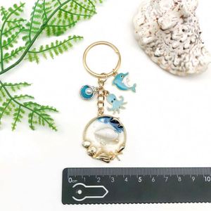 Customized Gifts Ocean Series Digital Voice Recording Keychain Creative Beach Design Starfish Oil Drop Alloy Silver Plating - Product Image 5