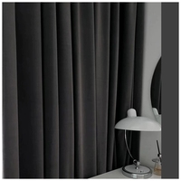 Rideau Ondulé en Velours Noir, Occultant, Thermique, Ignifuge, Écologique, Rideau de Fenêtre de Luxe pour la Maison et l'Hôtel