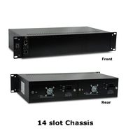Châssis de convertisseur de média fibre optique 2U pour montage en rack avec alimentation redondante, 14 et 16 emplacements