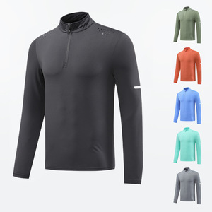 Vente en gros top homme Automne et hiver Sports manches longues demi-fermeture éclair séchage rapide sweat vêtements de fitness pour homme - Product Image 2
