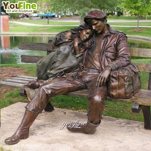Park Memorial Lifesize pareja de ancianos sentada en un banco estatua de bronce - Product Image 5