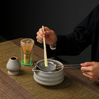 YUBIN Ensemble Cadeau Classique Japonais en Céramique 500ml Écologique pour Matcha : Bol, Fouet, Support Chasen, Tamis et 5 Pièces d'Ustensiles de Boisson