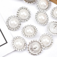 Bouton rond en perle et strass de 2 cm à coudre, accessoires en alliage, petite boucle florale, pour DIY, manteaux, chaussures, sacs, broches, décorations de robes