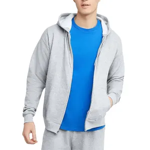 Hanes Men's Full-Zip EcoSmart Hoodie Fleece Hooded Sweatshirt with Zipper Blank Hoodie for Men Custom Pattern Text Logo