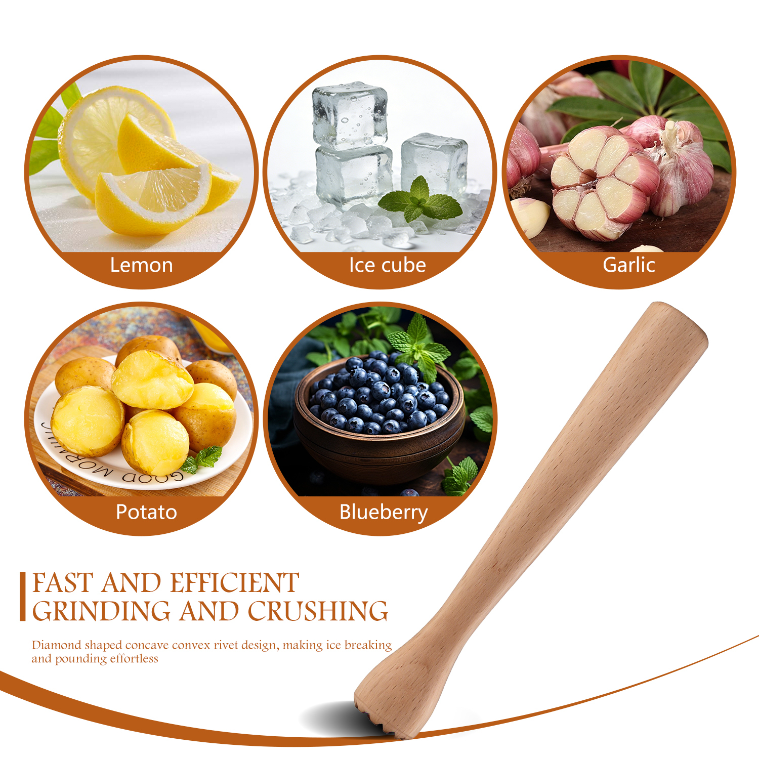 2026 New Luxury Wooden Cocktail Muddler Durable Ice Crusher Handy Cocktail Tool 210mm Portable Eco-Friendly Kitchen Accessory · image 3