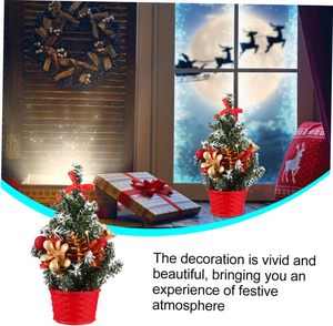 Manufacturer Custom Indoor 20cm Desktop Tiny New Design Beautiful Artificial Plastic Christmas <b>Tree</b> with Bow Ornament - Product Image 3
