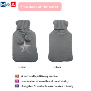2L de goma botella de agua caliente de <span class=keywords><strong>color</strong></span> <span class=keywords><strong>gris</strong></span> de punto cubierta - Product Image 2
