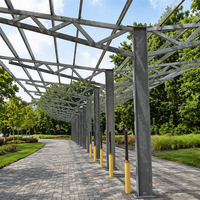 Structure de carport solaire à colonne unique, conception cantilever personnalisée et accès pour véhicules, optimisant l'espace pour les parkings commerciaux