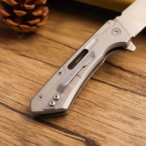 Couteau pliant en acier inoxydable, lame à pointe tombante, bouton de réglage au pouce, couteau de poche de qualité industrielle, EDC pour l'extérieur - Product Image 3
