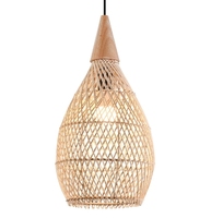 Lampe suspendue en rotin de style japonais, luminaire créatif et unique en rotin, esthétique en bois naturel, adapté aux chambres à coucher