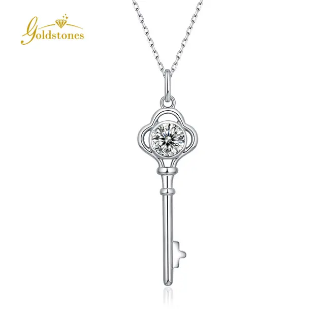Beautiful Key Pendant Moissanite Silver Necklace 925 Sterling Silver Moissanite Jewellery