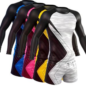 ชุด MMA สำหรับผู้ชาย ขายส่ง 3 ชิ้น/ชุด ชุดแรชการ์ดสำหรับยิวยิตสู บราซิลเลียน แกรปปลิ้ง บีเจเจ ชุดแรชการ์ดสำหรับชกมวย ชุดกีฬา กางเกงออกกำลังกาย - Product Image 1