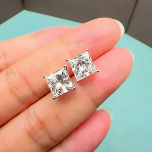 2ct Each Princess Cut Lab Diamond <b>Studs</b> | 14K Gold Solitaire Earrings | Luxury Everyday Jewelry - Product Image 1