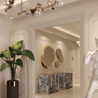 Miroir Auréole Doré de Luxe pour Décoration d'Intérieur, Art Mural Métallique Contemporain à Combinaison Libre