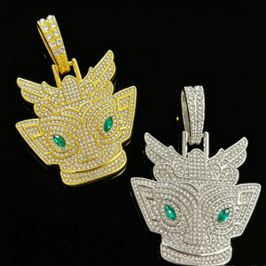 PD3209 Collier Hip Hop en alliage avec pendentif masque entièrement serti de diamants, style européen et américain, bijoux de rue personnalisés - Product Image 4