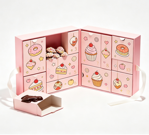 Chocolate Advent <b>Calendar</b> with 24 Compartments Pink Holiday Countdown Gift Box for Kids Adults and Family Christmas Gifts - Product Image 1