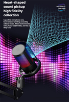 Nouveau microphone pour ordinateurs de jeu Cardioïde RGB USB avec kit de support de bras de bureau pour l'option d'enregistrement de podcasts