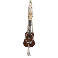Sac de rangement en filet pour ukulélé, style influenceur Mori, en corde de jute et rotin, avec feuille artificielle décorative, pour instrument, suspendu, décoration d'intérieur