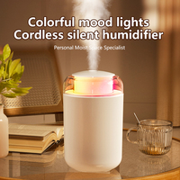 Humidificateur ultrasonique en plastique 1,3 L 5 V USB avec arrêt automatique, lumières LED à changement de couleur, aromathérapie pour la maison, le bureau, l'hôtel, la maison