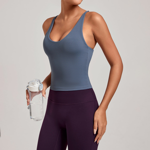 Q024S With Padded <strong>Cross</strong> Back High Support Yoga <strong>Tops</strong> U Neck Slim Athletic <strong>Tops</strong> Quick Dry Comfortable Sport Bra <strong>Top</strong> Fitness - Product Image 2