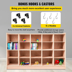 Centre de stockage de garderie préscolaire avec 25 Cubbies contreplaqué de bouleau sûr pour les enfants meubles de salle de classe jouet boîte de rangement étagère maternelle - Product Image 3