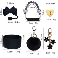 CZFIT ZZZ97 Ensemble d'accessoires : Cache-paille pour tasse, Housse de protection en silicone, Pompom, Porte-clés, Dragonne de poignée en perles