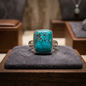 Anillo de Plata de Ley 925 con Turquesa, Hecho a Mano, Clásico, con Engaste de Garras, Regalo de Compromiso, Joyería para Bodas y Fiestas - Product Image 2