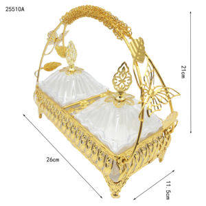 Bol à <span class=keywords><strong>Sucre</strong></span> en Céramique à 2 Chargeurs, Plateau Métallique, Présentoir à Cupcakes, Assiettes à Thé, Décorations du Ramadan, Art Déco - Product Image 5