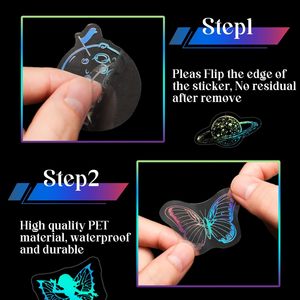 Özel dekorasyon için holografik kelebek rulo çıkartmalar parlak yapışkan etiketler el sanatları ambalaj ve DIY projeleri - Product Image 5