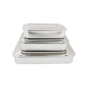 Plateaux carrés en acier inoxydable YS de 6, 8, 9 et 11 pouces, récipients de stockage alimentaire avec couvercle, compatibles micro-ondes - Product Image 1