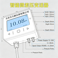 Transmisor Digital de Presión Diferencial, Sensor de Presión con Pantalla LCD, Transductor de Temperatura y Humedad, 4-20mA RS485, FFU para Cuarto Limpio