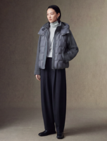 Veste bomber à capuche pour femme en tissu mélangé, manches raglan, matelassée, patchwork, long manteau d'hiver chaud avec boutons