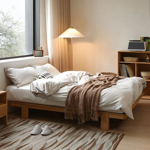 Cadre de <span class=keywords><strong>lit</strong></span> en <span class=keywords><strong>bois</strong></span> massif avec support revendeur OEM/ODM Mobilier de chambre à coucher minimaliste <span class=keywords><strong>Lit</strong></span> plateforme en <span class=keywords><strong>bois</strong></span> naturel Prix direct d'usine - Product Image 5