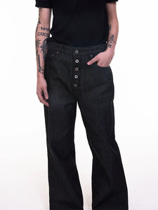 Quần Jean Denim Nhật Bản thô, dáng rộng, ống loe, thiết kế riêng, chất liệu co giãn, kiểu dáng baggy, phong cách đường phố, thoáng khí - Product Image 6